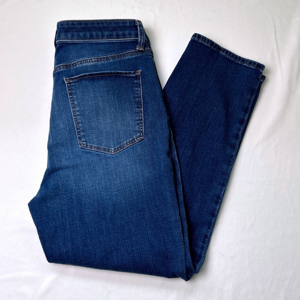 Talbots Womens Straight Leg Crop High Rise Denim Jeans Size 6 Blue Stretch